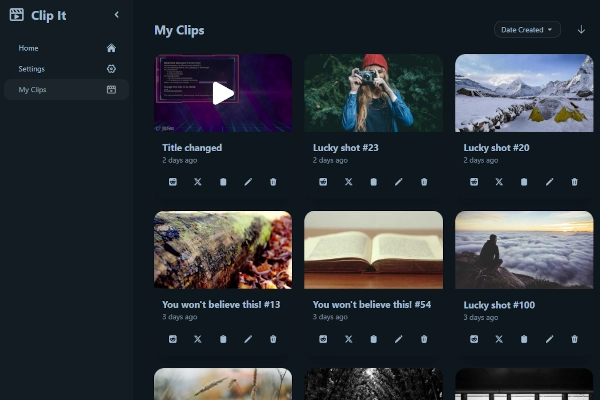Clip It management dashboard
