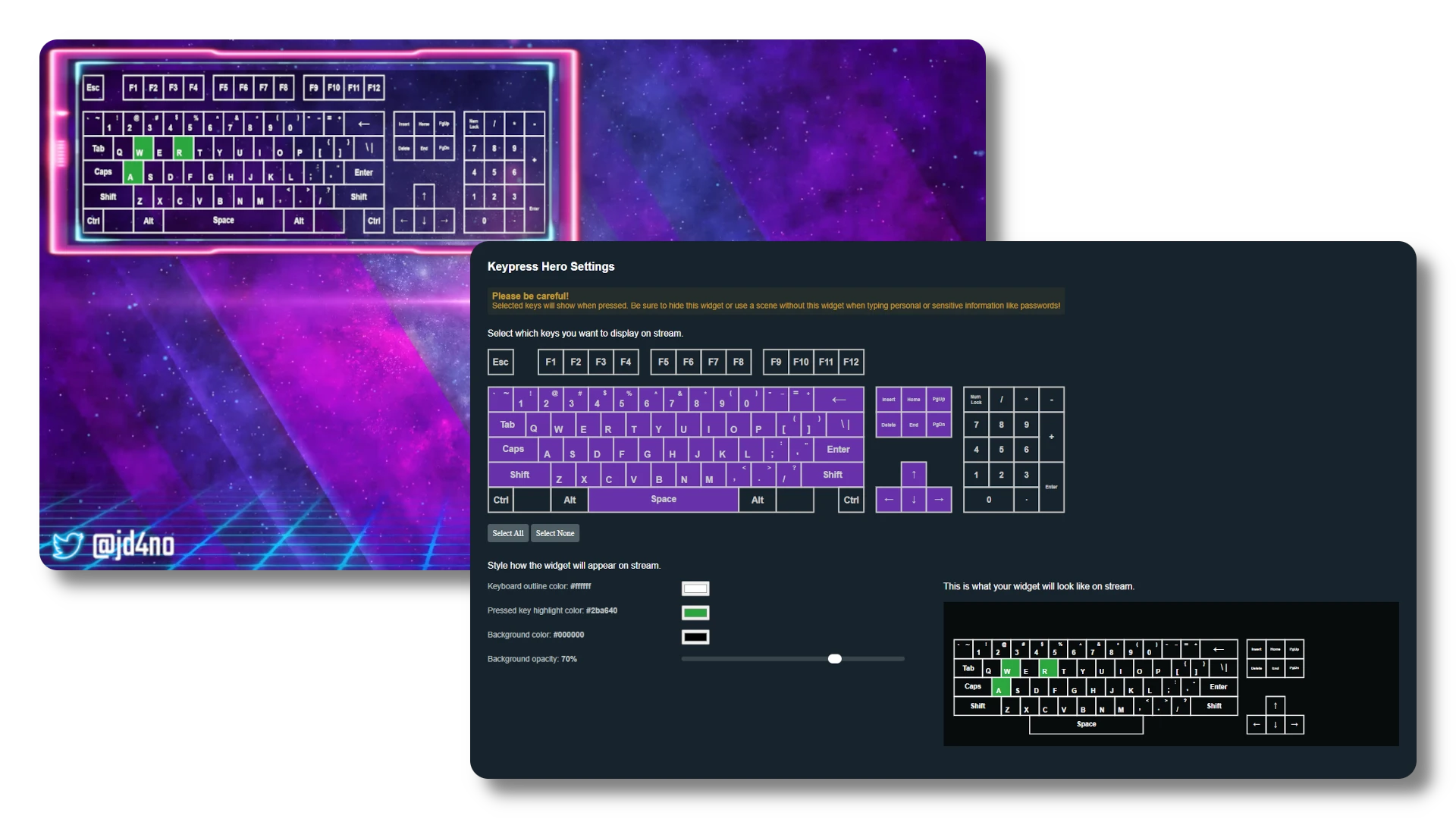 Keypress Hero overlay display