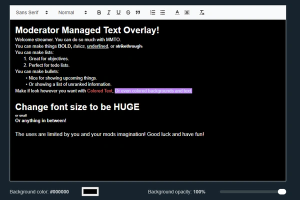 MMTO rich text editor interface